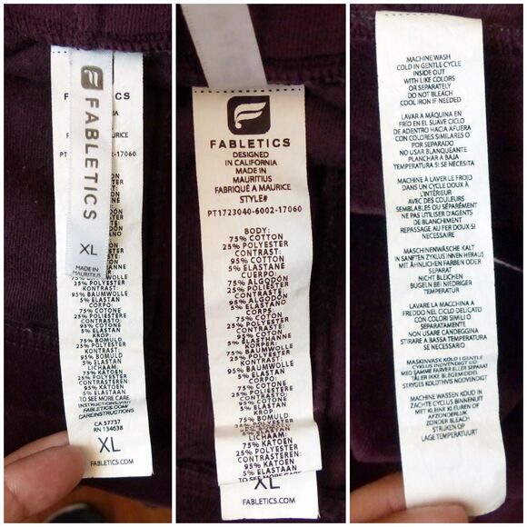 Fabletics Britt Jogger Pants Womens XL Burgundy Velour Gray Side Stripe Zip Leg - Picture 6 of 12